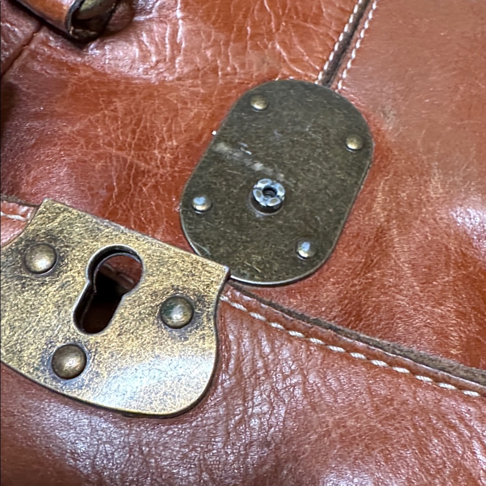 Patricia Nash Vienna Leather Satchel Cognac Brown Distressed Bag OS - Picture 12 of 16
